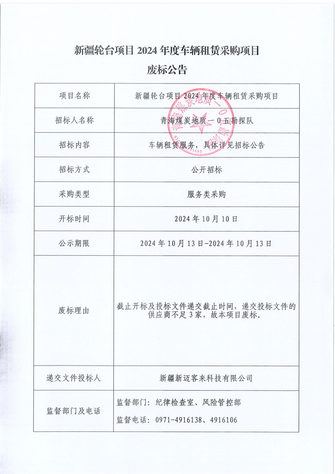新疆轮台项目2024年度车辆租赁采购项目废标公告.jpg