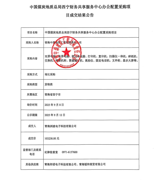 中国煤炭地质总局西宁财务共享服务中心办公配置采购项目成交结果公告.jpg